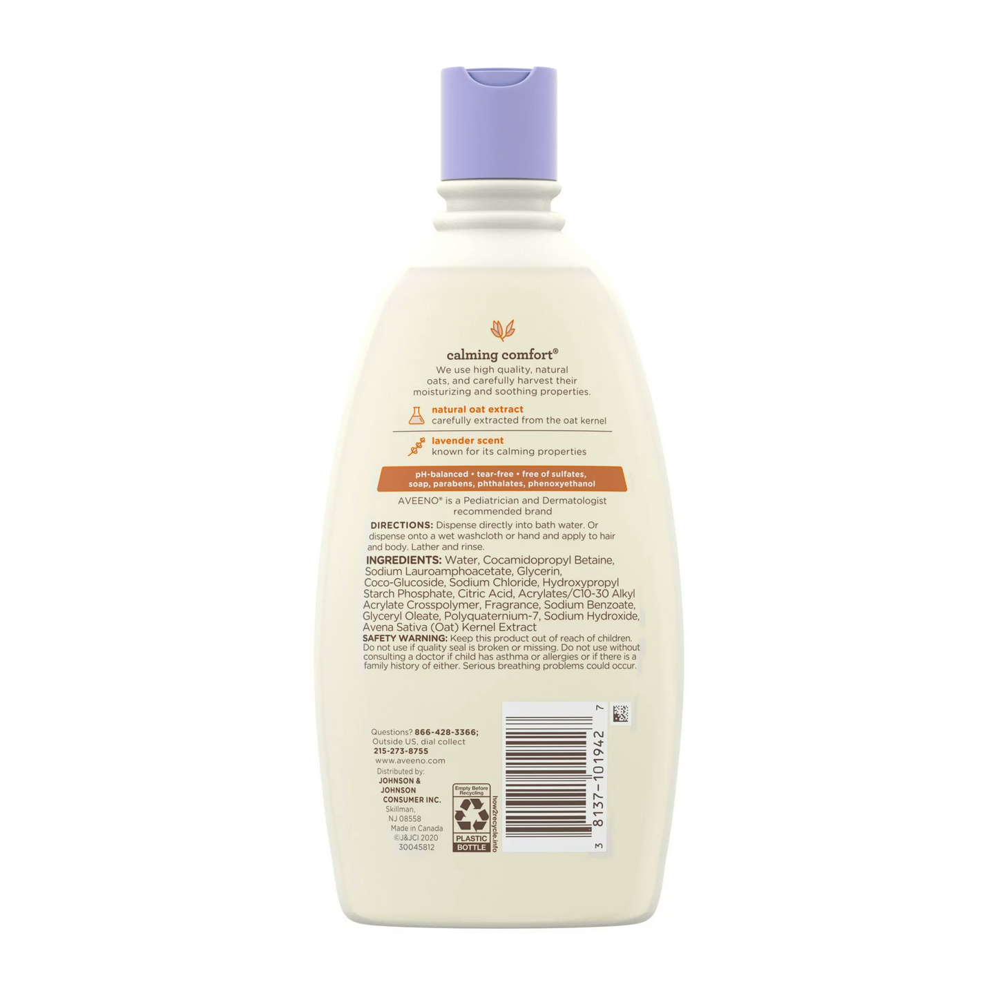 Kuoga na Kuosha kwa Faraja ya Mtoto wa Aveeno, Lavender na Vanila,