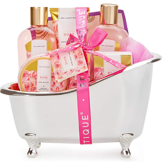 Spa Luxetique Gift Baskets 8 Pcs Rose Bath Set